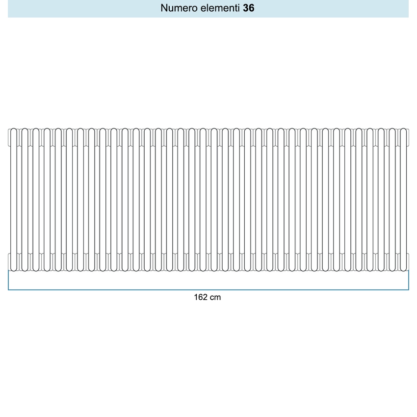 Immagine di Irsap TESI 6 Radiatore 36 elementi H.30 L.162 P.21,5 cm, colore bianco standard finitura lucido Cod.01 (senza tappi) RT603003601IRNON01