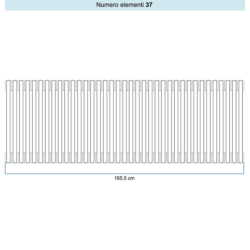 Immagine di Irsap TESI 6 Radiatore 37 elementi H.20 L.166,5 P.21,5 cm, colore bianco standard finitura lucido Cod.01 (senza tappi) RT602003701IRNON02