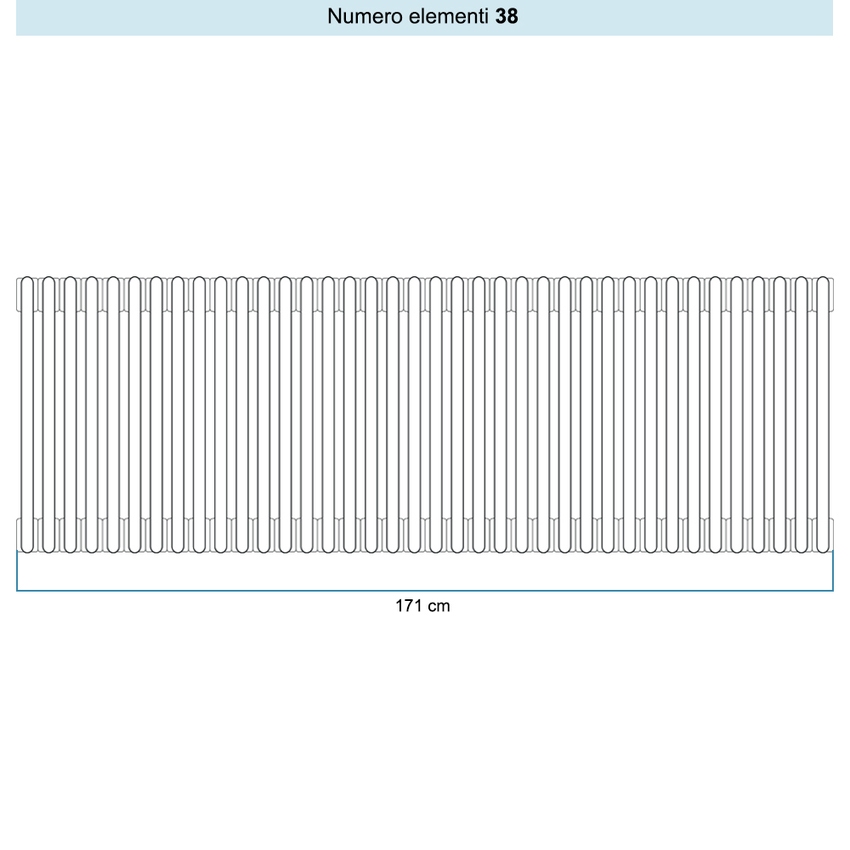 Immagine di Irsap TESI 6 Radiatore 38 elementi H.40 L.171 P.21,5 cm, colore bianco standard finitura lucido Cod.01 (senza tappi) RT604003801IRNON01
