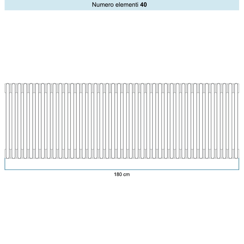 Immagine di Irsap TESI 6 Radiatore 40 elementi H.40 L.180 P.21,5 cm, colore sablè finitura ruvido Cod.Y4 (con tappi) RT6040040Y4IR02N02