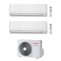 Immagine di Toshiba SEIYA SMART R32 Climatizzatore a parete dual split inverter Wi-Fi bianco | unità esterna 4 kW unità interne 5000+5000 BTU RAS-2M14G3AVG-E+RAS-[B05|B05]S4KVG-E