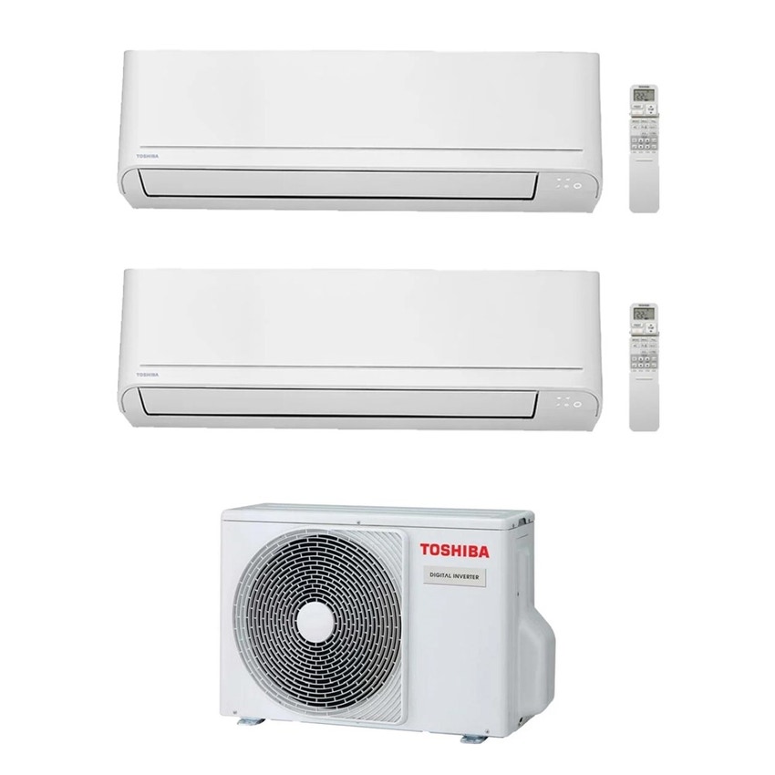 Immagine di Toshiba SEIYA SMART R32 Climatizzatore a parete dual split inverter Wi-Fi bianco | unità esterna 3.3 kW unità interne 5000+5000 BTU RAS-2M10G3AVG-E+RAS-[B05|B05]S4KVG-E