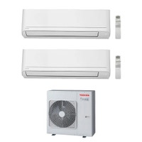 Immagine di Toshiba SEIYA SMART R32 Climatizzatore a parete dual split inverter Wi-Fi bianco | unità esterna 7.5 kW unità interne 7000+5000 BTU RAS-3M26G3AVG-E+RAS-[B07|B05]S4KVG-E