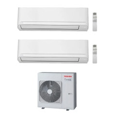 Immagine di Toshiba SEIYA SMART R32 Climatizzatore a parete dual split inverter Wi-Fi bianco | unità esterna 7.5 kW unità interne 24000+5000 BTU RAS-3M26G3AVG-E+RAS-[B24|B05]S4KVG-E