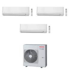 Immagine di Toshiba SEIYA SMART R32 Climatizzatore a parete trial split inverter Wi-Fi bianco | unità esterna 7.5 kW unità interne 24000+13000+13000 BTU RAS-3M26G3AVG-E+RAS-[B24|B13|B13]S4KVG-E