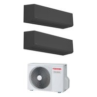 Immagine di Toshiba SHORAI EDGE BLACK R32 Climatizzatore a parete dual split inverter Wi-Fi nero | unità esterna 3.3 kW unità interne 7000+7000 BTU RAS-2M10G3AVG-E+RAS-[B07|B07]G3KVSGB-E