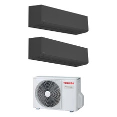 Immagine di Toshiba SHORAI EDGE BLACK R32 Climatizzatore a parete dual split inverter Wi-Fi nero | unità esterna 4 kW unità interne 12000+5000 BTU RAS-2M14G3AVG-E+RAS-[B13|M05]G3KVSGB-E