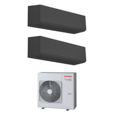 Immagine di Toshiba SHORAI EDGE BLACK R32 Climatizzatore a parete dual split inverter Wi-Fi nero | unità esterna 7.5 kW unità interne 16000+12000 BTU RAS-3M26G3AVG-E+RAS-[B16|B13]G3KVSGB-E