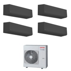 Immagine di Toshiba SHORAI EDGE BLACK R32 Climatizzatore a parete quadri split inverter Wi-Fi nero | unità esterna 8 kW unità interne 12000+7000+7000+7000 BTU RAS-4M27G3AVG-E+RAS-[B13|B07|B07|B07]G3KVSGB-E