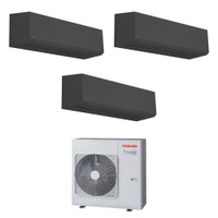 Immagine di Toshiba SHORAI EDGE BLACK R32 Climatizzatore a parete trial split inverter Wi-Fi nero | unità esterna 10 kW unità interne 21000+16000+5000 BTU RAS-5M34G3AVG-E+RAS-[B22|B16|M05]G3KVSGB-E