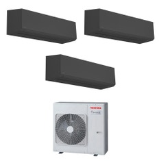 Immagine di Toshiba SHORAI EDGE BLACK R32 Climatizzatore a parete trial split inverter Wi-Fi nero | unità esterna 7.5 kW unità interne 12000+9000+5000 BTU RAS-3M26G3AVG-E+RAS-[B13|B10|M05]G3KVSGB-E