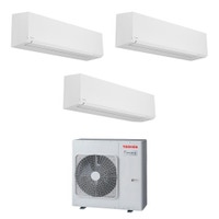 Immagine di Toshiba SHORAI EDGE WHITE R32 Climatizzatore a parete trial split inverter Wi-Fi bianco | unità esterna 8 kW unità interne 16000+9000+9000 BTU RAS-4M27G3AVG-E+RAS-[B16|B10|B10]G3KVSG-E