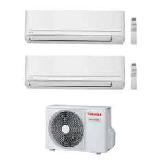 Immagine di Toshiba SEIYA CLASSIC R32 Climatizzatore a parete dual split inverter bianco | unità esterna 4 kW unità interne 7000+7000 BTU RAS-2M14G3AVG-E+RAS-B[07|07]B2KVG-E