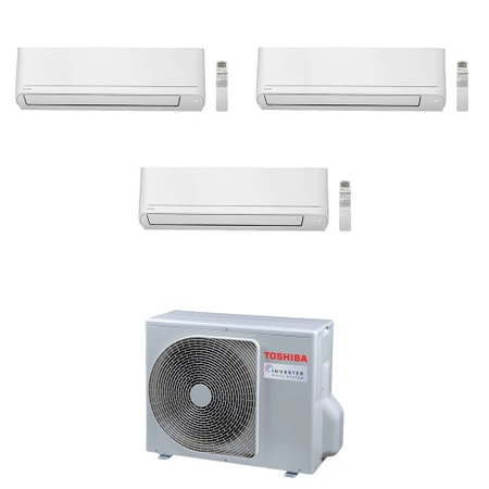 Immagine di Toshiba SEIYA CLASSIC R32 Climatizzatore a parete trial split inverter bianco | unità esterna 5.2 kW unità interne 13000+7000+5000 BTU RAS-3M18G3AVG-E+RAS-B[13|07|05]B2KVG-E