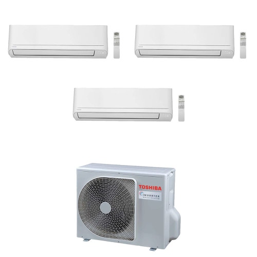 Immagine di Toshiba SEIYA CLASSIC R32 Climatizzatore a parete trial split inverter bianco | unità esterna 5.2 kW unità interne 13000+7000+7000 BTU RAS-3M18G3AVG-E+RAS-B[13|07|07]B2KVG-E