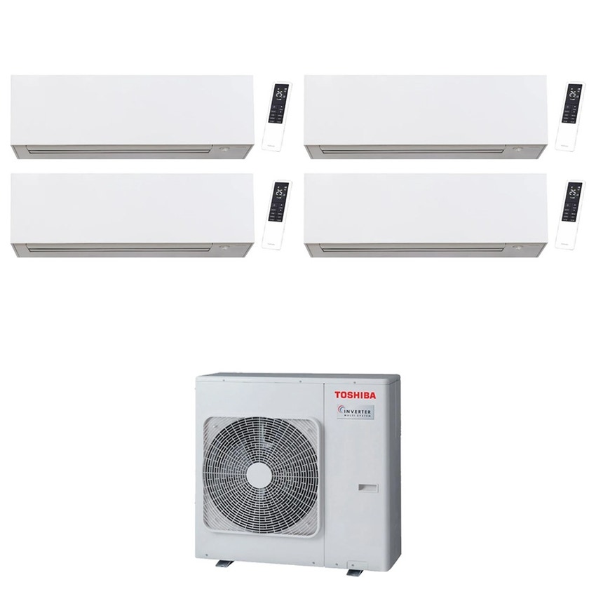 Immagine di Toshiba DAISEIKAI 10 WHITE R32 Climatizzatore a parete quadri split inverter Wi-Fi bianco | unità esterna 10 kW unità interne 13000+10000+10000+10000 BTU RAS-5M34G3AVG-E+RAS-B[13|10|10|10]S4KVPG-E