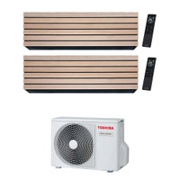 Immagine di Toshiba DAISEIKAI 10 WOOD R32 Climatizzatore a parete dual split inverter Wi-Fi wood | unità esterna 4 kW unità interne 10000+10000 BTU RAS-2M14G3AVG-E+RAS-B[10|10]S4KVDG-E
