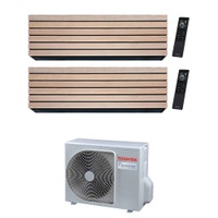 Immagine di Toshiba DAISEIKAI 10 WOOD R32 Climatizzatore a parete dual split inverter Wi-Fi wood | unità esterna 5.2 kW unità interne 18000+13000 BTU RAS-3M18G3AVG-E+RAS-B[18|13]S4KVDG-E