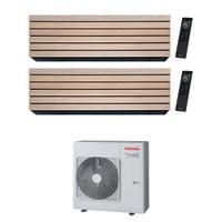 Immagine di Toshiba DAISEIKAI 10 WOOD R32 Climatizzatore a parete dual split inverter Wi-Fi wood | unità esterna 8 kW unità interne 18000+13000 BTU RAS-4M27G3AVG-E+RAS-B[18|13]S4KVDG-E