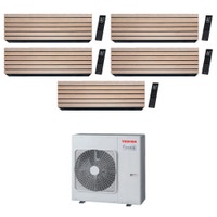 Immagine di Toshiba DAISEIKAI 10 WOOD R32 Climatizzatore a parete penta split inverter Wi-Fi wood | unità esterna 10 kW unità interne 18000+18000+10000+10000+10000 BTU RAS-5M34G3AVG-E+RAS-B[18|18|10|10|10]S4KVDG-E