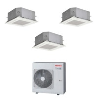 Immagine di Toshiba CASSETTA A 4 VIE 60x60 R32 Climatizzatore a cassetta trial split inverter | unità esterna 7.5 kW unità interne 13000+10000+10000 BTU RAS-3M26G3AVG-E+RAS-M[13|10|10]U2MUVG-E