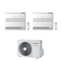 Immagine di Toshiba CONSOLE R32 Climatizzatore a pavimento dual split inverter | unità esterna 4 kW unità interne 7000+7000 BTU RAS-2M14G3AVG-E+RAS-[M07|M07]J2FVG-E