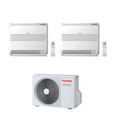 Immagine di Toshiba CONSOLE R32 Climatizzatore a pavimento dual split inverter | unità esterna 4 kW unità interne 10000+10000 BTU RAS-2M14G3AVG-E+RAS-[B10|B10]J2FVG-E