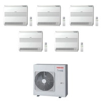 Immagine di Toshiba CONSOLE R32 Climatizzatore a pavimento penta split inverter | unità esterna 10 kW unità interne 10000+7000+7000+7000+7000 BTU RAS-5M34G3AVG-E+RAS-[B10|M07|M07|M07|M07]J2FVG-E