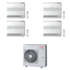 Immagine di Toshiba CONSOLE R32 Climatizzatore a pavimento quadri split inverter | unità esterna 10 kW unità interne 13000+10000+10000+10000 BTU RAS-5M34G3AVG-E+RAS-[B13|B10|B10|B10]J2FVG-E