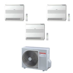 Immagine di Toshiba CONSOLE R32 Climatizzatore a pavimento trial split inverter | unità esterna 5.2 kW unità interne 10000+10000+10000 BTU RAS-3M18G3AVG-E+RAS-[B10|B10|B10]J2FVG-E