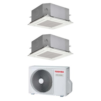 Immagine di Toshiba CASSETTA A 4 VIE 60x60 R32 Climatizzatore a cassetta dual split inverter | unità esterna 3.3 kW unità interne 10000+10000 BTU RAS-2M10G3AVG-E+RAS-M[10|10]U2MUVG-E