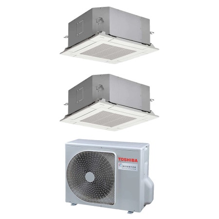 Immagine di Toshiba CASSETTA A 4 VIE 60x60 R32 Climatizzatore a cassetta dual split inverter | unità esterna 5.2 kW unità interne 16000+10000 BTU RAS-3M18G3AVG-E+RAS-M[16|10]U2MUVG-E