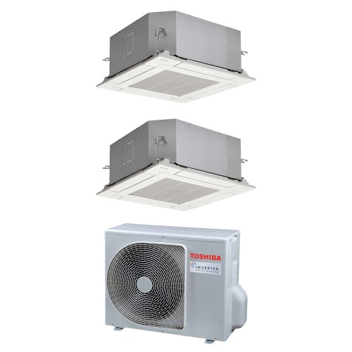 Immagine di Toshiba CASSETTA A 4 VIE 60x60 R32 Climatizzatore a cassetta dual split inverter | unità esterna 5.2 kW unità interne 16000+10000 BTU RAS-3M18G3AVG-E+RAS-M[16|10]U2MUVG-E