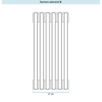 Immagine di Irsap TESI 5 Radiatore 6 elementi H.68,5 L.27 P.17,7 cm, colore bianco standard finitura lucido Cod.01 (senza tappi) RT506850601IRNON01