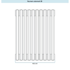 Immagine di Irsap TESI 5 Radiatore 9 elementi H.68,5 L.40,5 P.17,7 cm, colore bianco standard finitura lucido Cod.01 (senza tappi) RT506850901IRNON01