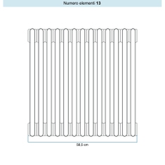 Immagine di Irsap TESI 5 Radiatore 13 elementi H.68,5 L.58,5 P.17,7 cm, colore bianco standard finitura lucido Cod.01 (senza tappi) RT506851301IRNON01