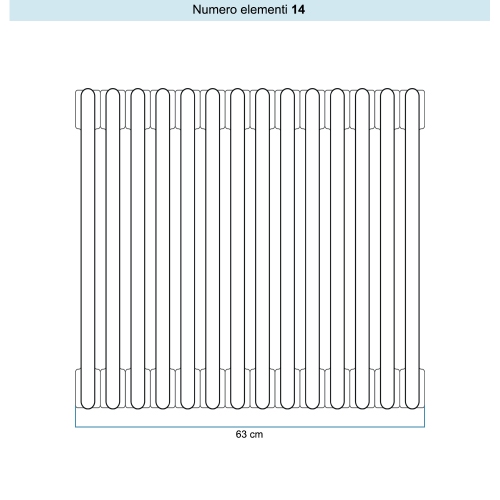 Immagine di Irsap TESI 5 Radiatore 14 elementi H.68,5 L.63 P.17,7 cm, colore bianco standard finitura lucido Cod.01 (senza tappi) RT506851401IRNON01