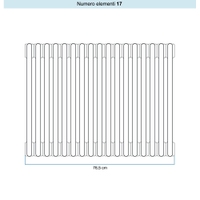 Immagine di Irsap TESI 5 Radiatore 17 elementi H.68,5 L.76,5 P.17,7 cm, colore bianco standard finitura lucido Cod.01 (senza tappi) RT506851701IRNON01