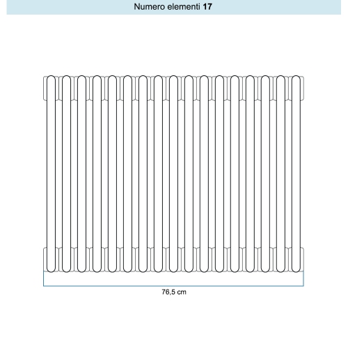Immagine di Irsap TESI 5 Radiatore 17 elementi H.68,5 L.76,5 P.17,7 cm, colore bianco standard finitura lucido Cod.01 (senza tappi) RT506851701IRNON01
