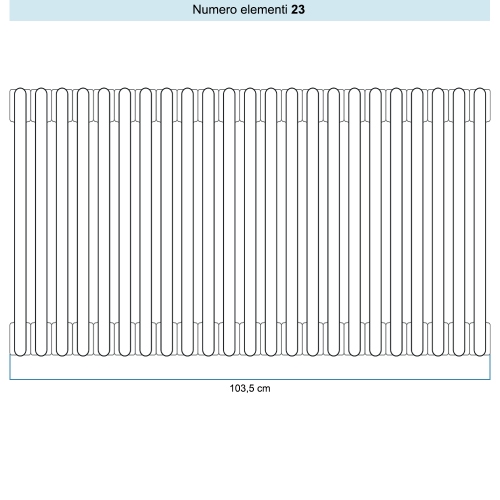 Immagine di Irsap TESI 5 Radiatore 23 elementi H.68,5 L.103,5 P.17,7 cm, colore bianco standard finitura lucido Cod.01 (senza tappi) RT506852301IRNON01