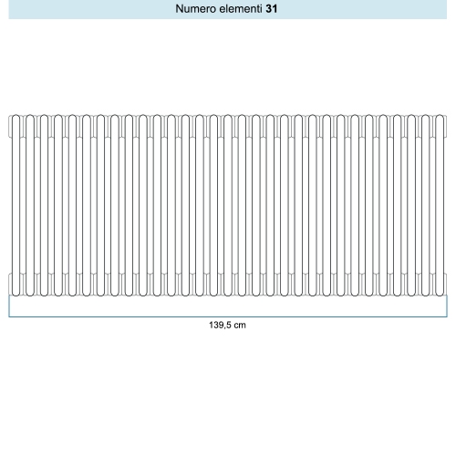 Immagine di Irsap TESI 5 Radiatore 31 elementi H.68,5 L.139,5 P.17,7 cm, colore bianco standard finitura lucido Cod.01 (senza tappi) RT506853101IRNON01