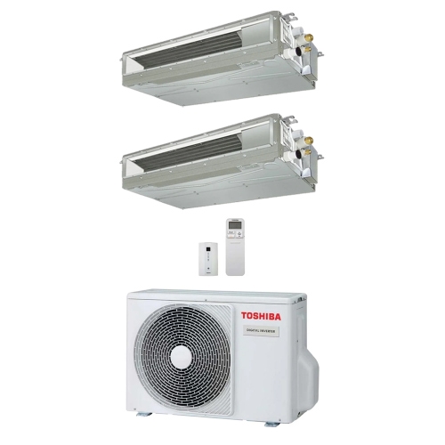 Immagine di Toshiba CANALIZZABILE R32 Climatizzatore canalizzabile dual split inverter | unità esterna 3.3 kW unità interne 7000+7000 BTU RAS-2M10G3AVG-E+RAS-M[07|07]U2DVG-E