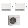 Immagine di Mitsubishi MFZ-KT Console R32 Climatizzatore a pavimento dual split inverter bianco | unità esterna 6.8 kW unità interne 9000+9000 BTU MXZ-3F68VF+MFZ-KT[25|25]VG