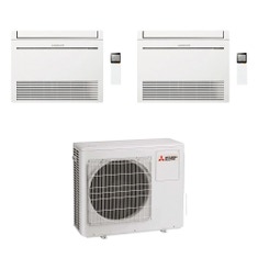 Immagine di Mitsubishi MFZ-KT Console R32 Climatizzatore a pavimento dual split inverter bianco | unità esterna 7.2 kW unità interne 9000+9000 BTU MXZ-4F72VF+MFZ-KT[25|25]VG