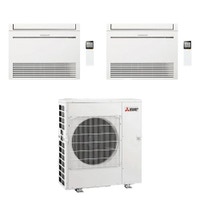 Immagine di Mitsubishi MFZ-KT Console R32 Climatizzatore a pavimento dual split inverter bianco | unità esterna 8.3 kW unità interne 9000+9000 BTU MXZ-4F83VFHZ+MFZ-KT[25|25]VG