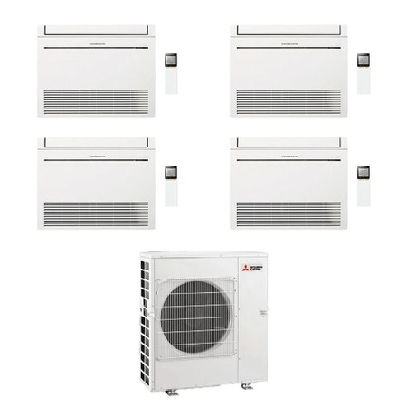 Immagine di Mitsubishi MFZ-KT Console R32 Climatizzatore a pavimento quadri split inverter bianco | unità esterna 12 kW unità interne 9000+9000+9000+9000 BTU MXZ-6F120VF+MFZ-KT[25|25|25|25]VG
