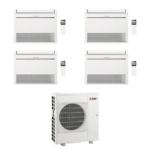 Immagine di Mitsubishi MFZ-KT Console R32 Climatizzatore a pavimento quadri split inverter bianco | unità esterna 12 kW unità interne 9000+9000+9000+9000 BTU MXZ-6F120VF+MFZ-KT[25|25|25|25]VG