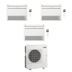 Immagine di Mitsubishi MFZ-KT Console R32 Climatizzatore a pavimento trial split inverter bianco | unità esterna 8.3 kW unità interne 12000+12000+12000 BTU MXZ-4F83VFHZ+MFZ-KT[35|35|35]VG