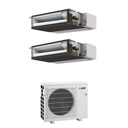 Immagine di Mitsubishi SEZ-M Canalizzabile compatta R32 Climatizzatore canalizzabile dual split inverter | unità esterna VFHZ 5.3 kW unità interne 9000+9000 BTU MXZ-2F53VFHZ+SEZ-M[25|25]DA2