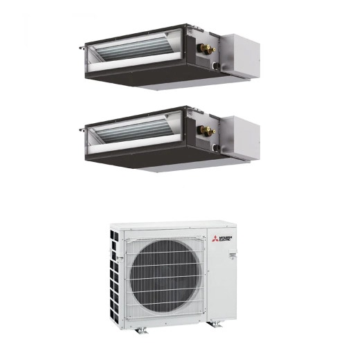 Immagine di Mitsubishi SEZ-M Canalizzabile compatta R32 Climatizzatore canalizzabile dual split inverter | unità esterna VFHZ 5.3 kW unità interne 12000+12000 BTU MXZ-2F53VFHZ+SEZ-M[35|35]DA2